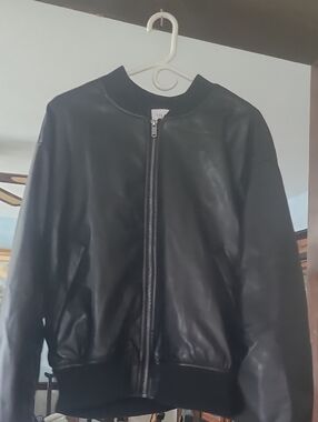 VILA Black Faux Leather Bomber Jacket